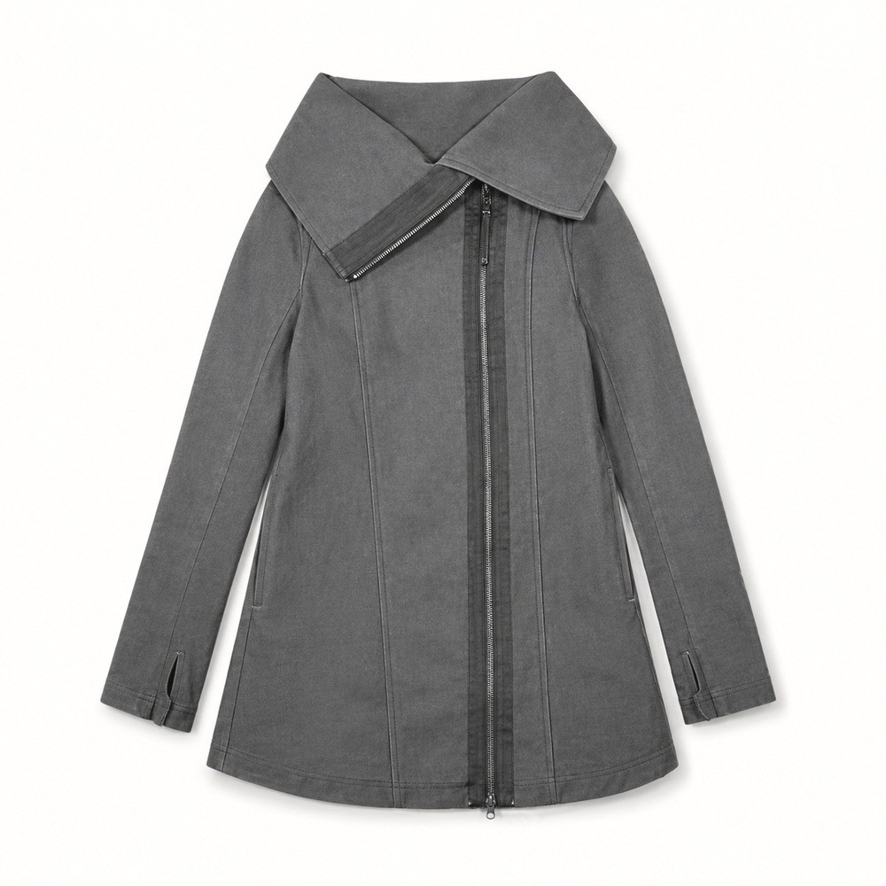 Lululemon Virasana Blanket Wrap Jacket Womens 6 Gray Asymmetrical Zip Funnel